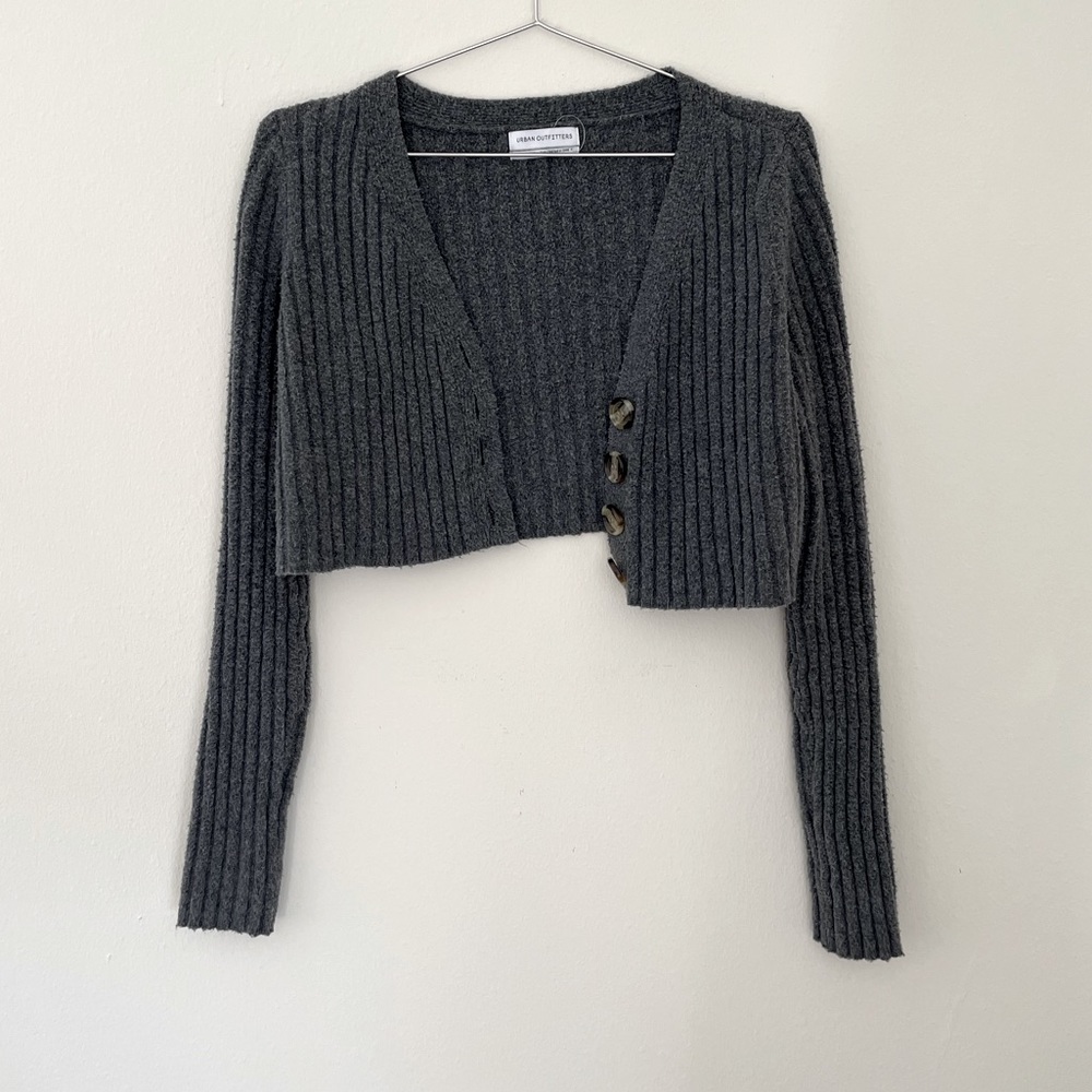 Dark Gray Urban Outfitters Cropped Cardigan Jacket Size Small